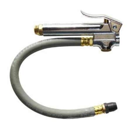 Interstate Pneumatics Medium Duty Inflator 10-90 PSI w/ 12 Inch Rubber Hose Whipend & Straight-In Tapered Chuck TF3146